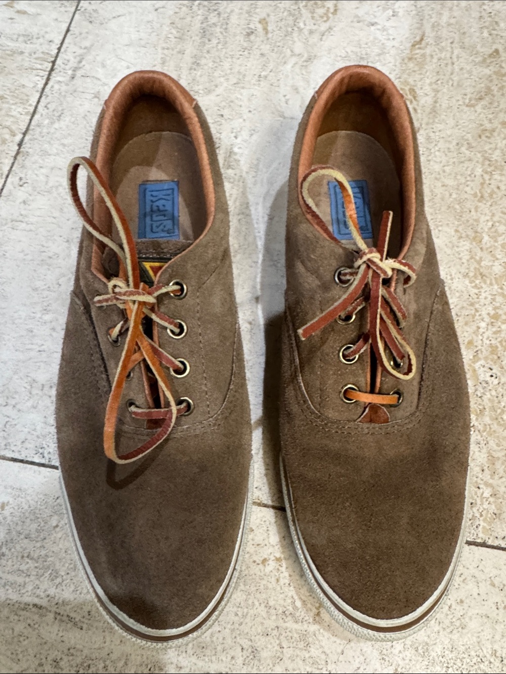 Keds Men’s Brown Suede Boat Shoes with Multi-Tone Laces